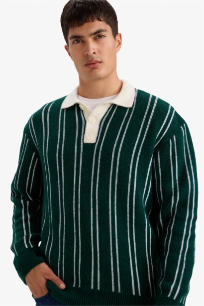 Relax Fit Polo Collar Knitwear Pullover