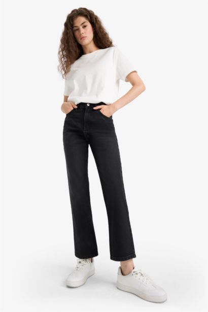 Straight Fit High Waist Straight Leg Jeans