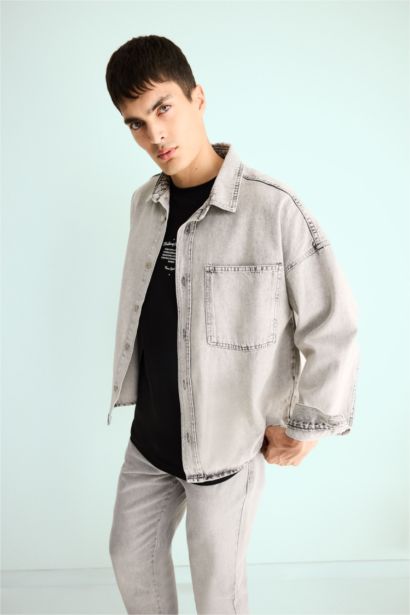 Oversize Fit Denim Long Sleeve Shirt