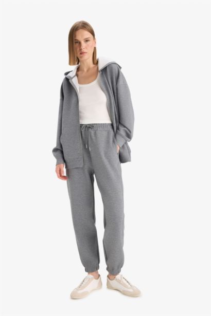 Oversize Fit Hooded Scuba Fabric Cardigan