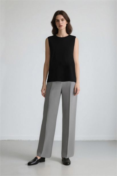 Straight Fit Regular Hem Striped Trousers