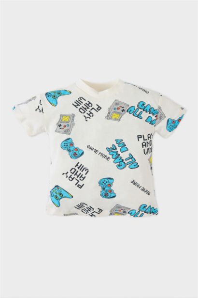 Baby Boy Crew Neck Patterned T-Shirt