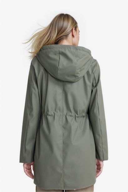 Regular Fit Faux Leather Raincoat