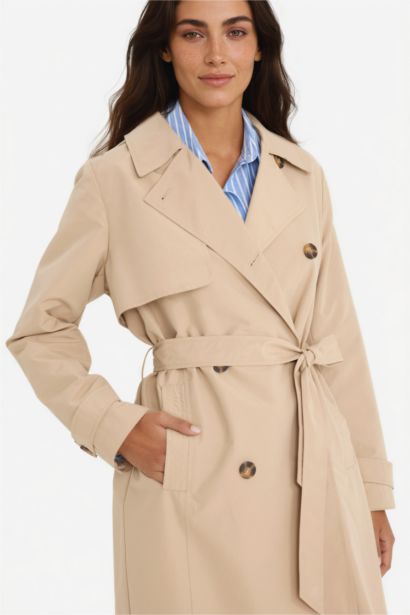 Regular Fit Kemerli Cepli Trençkot 