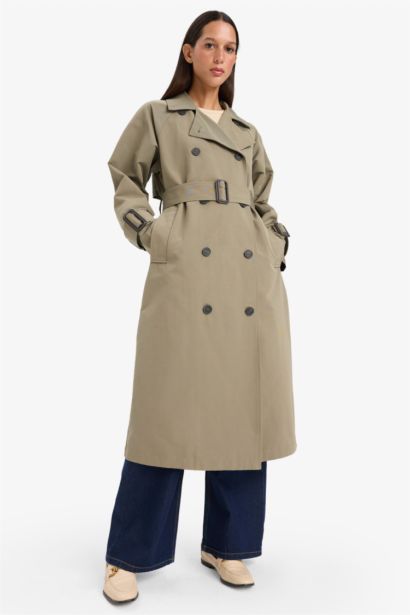 Regular Fit Belted Long Trench Coat
