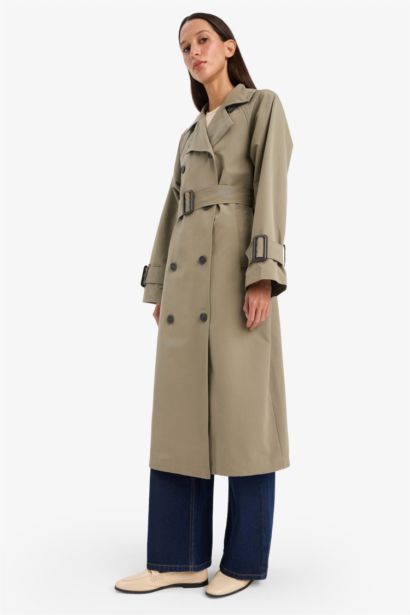 Regular Fit Belted Long Trench Coat