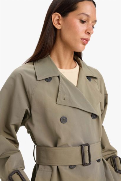 Regular Fit Belted Long Trench Coat