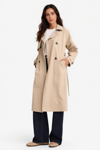 Regular Fit Cotton Belted Long Trench Coat