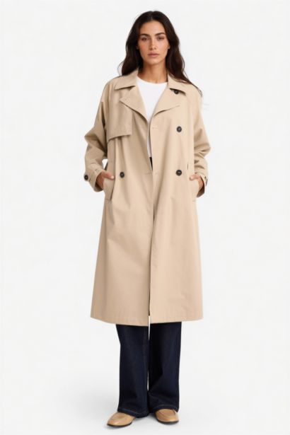 Regular Fit Cotton Belted Long Trench Coat