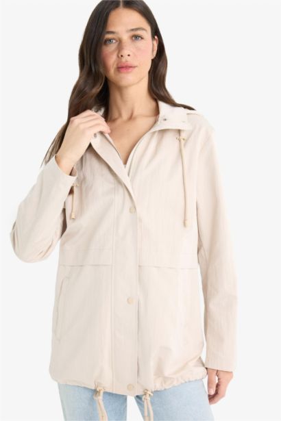 Regular Fit Hooded Zip-Up Waterproof Rain Jacket