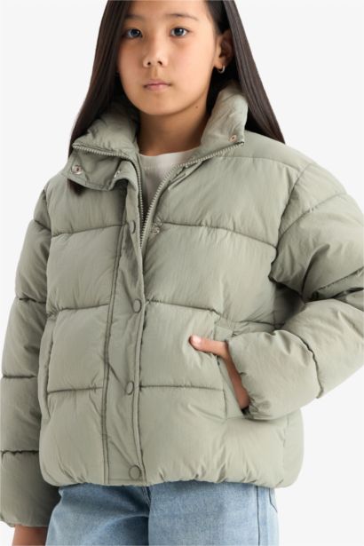 Girl Waterproof Zippered Puffer Jacket