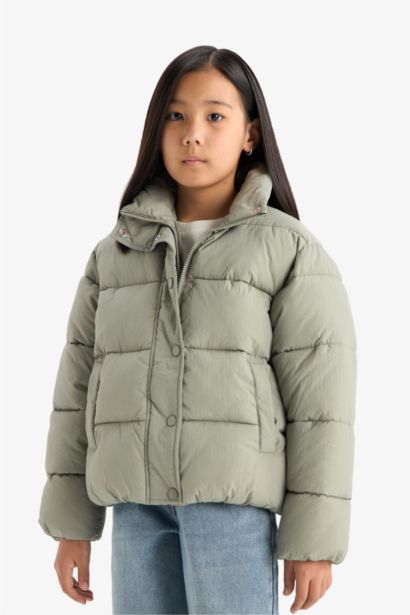 Girl Waterproof Zippered Puffer Jacket