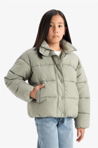 Girl Waterproof Zippered Puffer Jacket