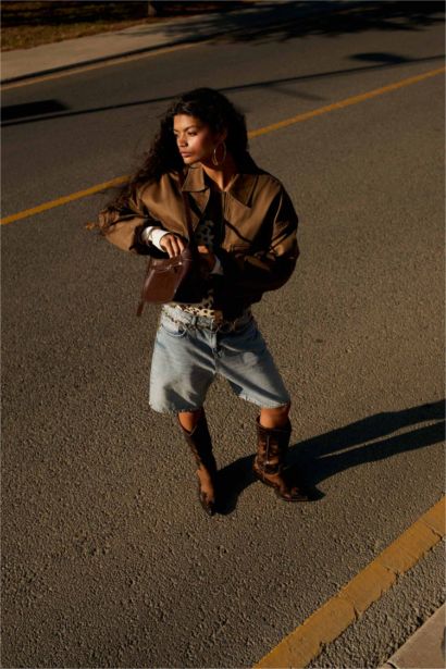 Su Geçirmez Relax Fit Polo Yaka Fermuarlı Mont