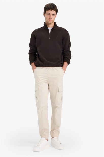 Sweatshirt boxy en polaire imprimé à col montant