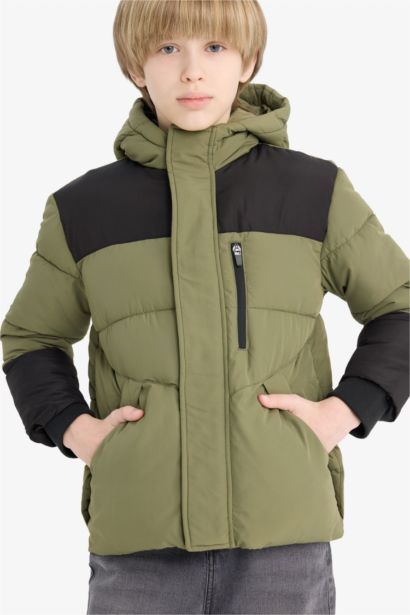 Boy Hooded Zippered Waterproof Puffer Jacket