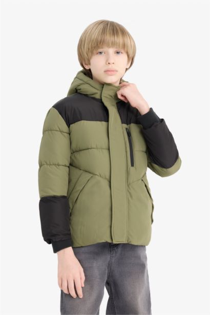 Boy Hooded Zippered Waterproof Puffer Jacket