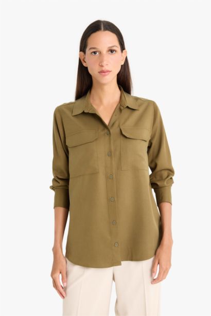 Regular Fit Shirt Collar Sensual Long Sleeve Shirt