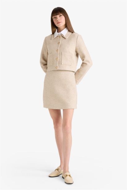 Юбка А-силуэта с высокой талией и подкладкой из твида