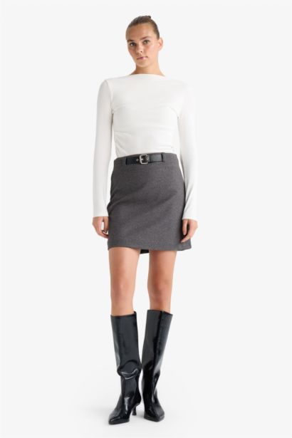 Юбка А-силуэта с высокой талией и подкладкой