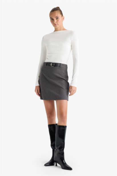 Юбка А-силуэта с высокой талией и подкладкой