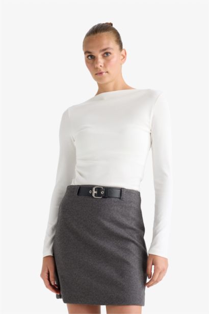 Юбка А-силуэта с высокой талией и подкладкой