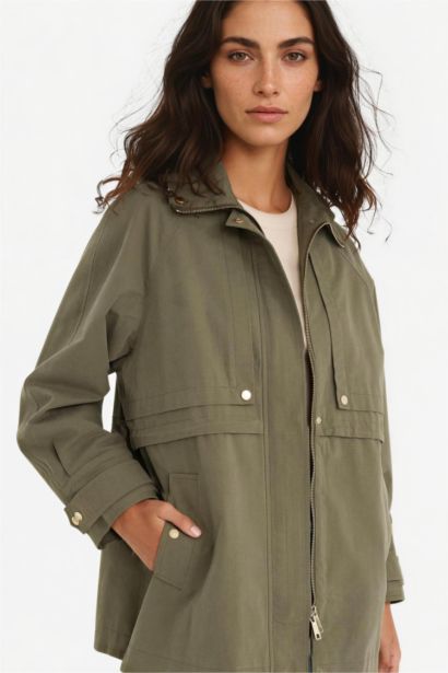 Su Geçirmez Regular Fıt Pamuklu Mont