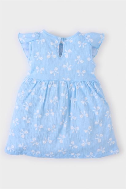 Robe en viscose froissée fleurie à manches courtes pour bébé fille
