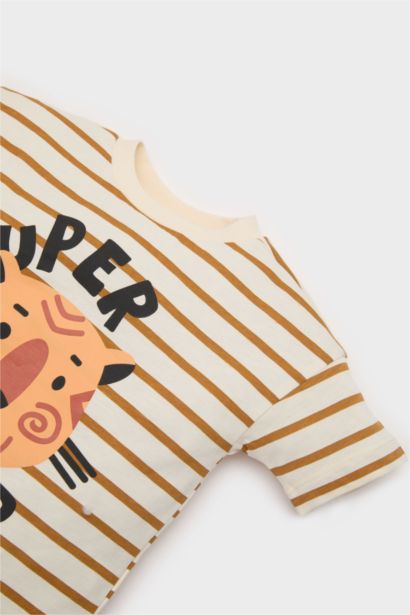 Ensemble T-shirt rayé imprimé Tigre et Short pour bébé garçon