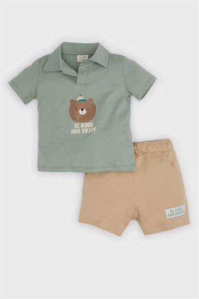 Ensemble T-shirt polo imprimé et Short pour bébé garçon