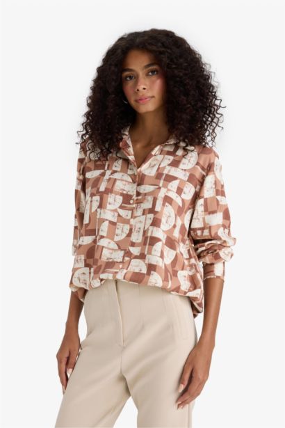 Chemise oversize imprimée à manches longues