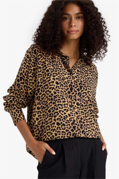 Chemise oversize imprimée à manches longues