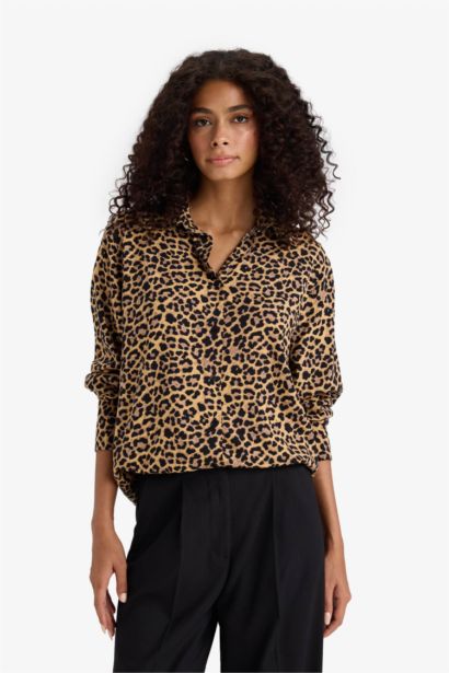 Chemise oversize imprimée à manches longues