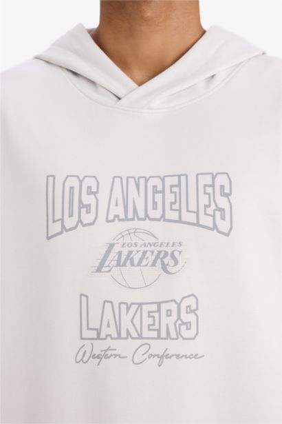 Футболка DeFactoFit NBA Los Angeles Lakers Boxy Fit с капюшоном и короткими рукавами