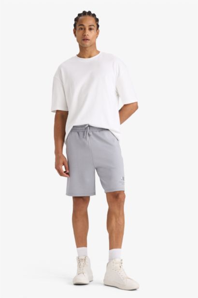 DeFactoFit NBA Wordmark Standard Fit Scuba Fabric Shorts