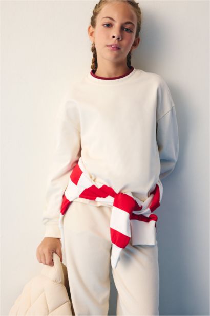 تيشيرت بناتي ردن طويل قصة مريحة بياخة مستديرة