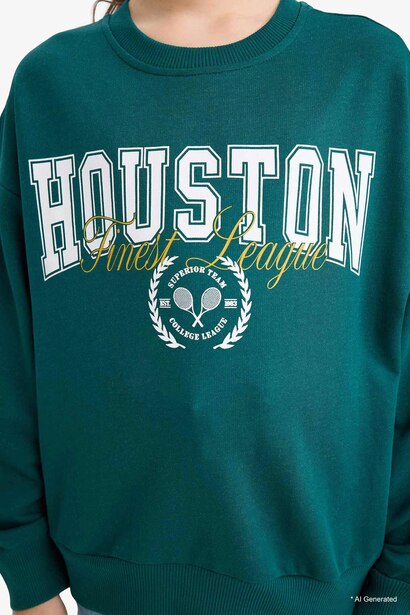 Girl Relax Fit Crew Neck Printed Sweatshirt