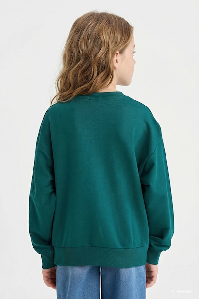 Girl Relax Fit Crew Neck Printed Sweatshirt