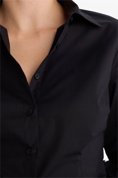 Slim Fit Shirt Collar Long Sleeve Shirt