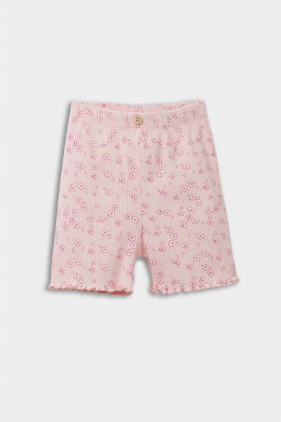 Baby Girl Biker Floral Corduroy Shorts