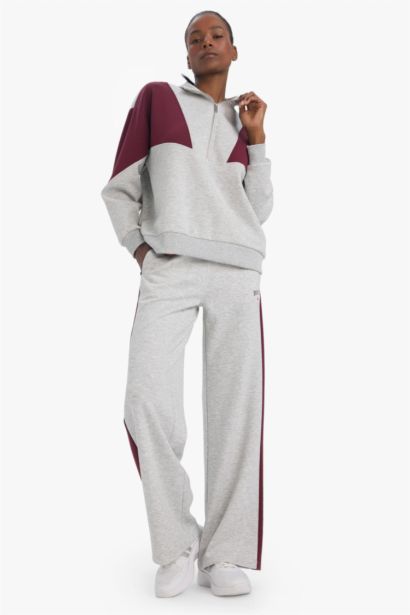 بنطلون قماش سكوبا وايد ليج برجل واسع بجيب من DeFactoFit NBA Boston Celtics