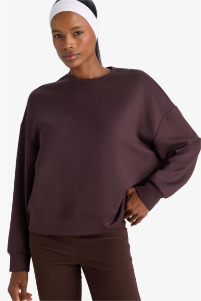 DeFactoFit Oversize Loose Fit Modal Sports Sweatshirt