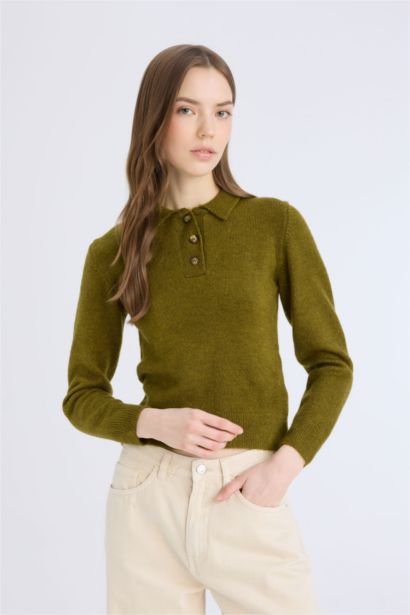 Slim Fit Polo Collar Knitwear Pullover