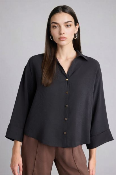 Loose Fit Uzun kollu Tencel Gömlek