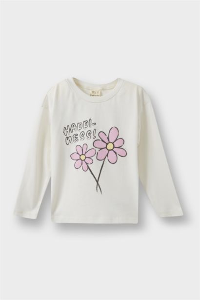 Baby Girl Crew Neck Floral Long Sleeve T-Shirt