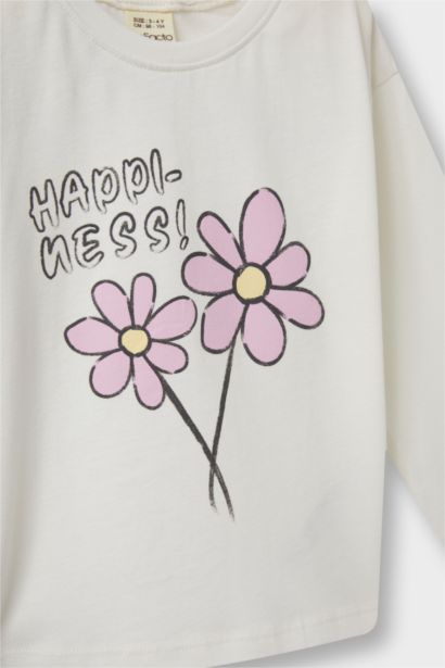 Baby Girl Crew Neck Floral Long Sleeve T-Shirt