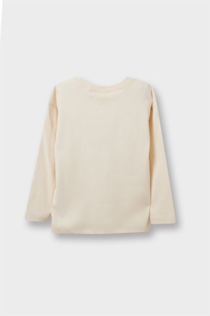 Baby Girl Crew Neck Heart Patterned 2 Piece T-Shirt