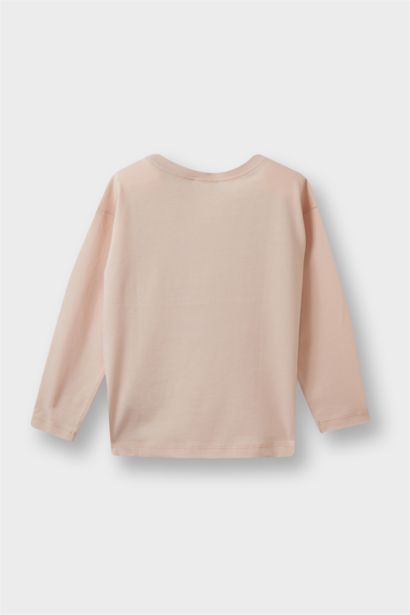 Girl Crew Neck Butterfly Patterned T-Shirt