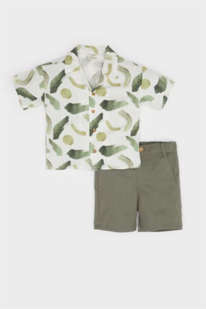 Baby Boy Patterned Shirt Shorts 2 Piece Set
