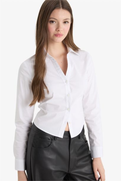 Chemise ajustée en bengaline à manches longues